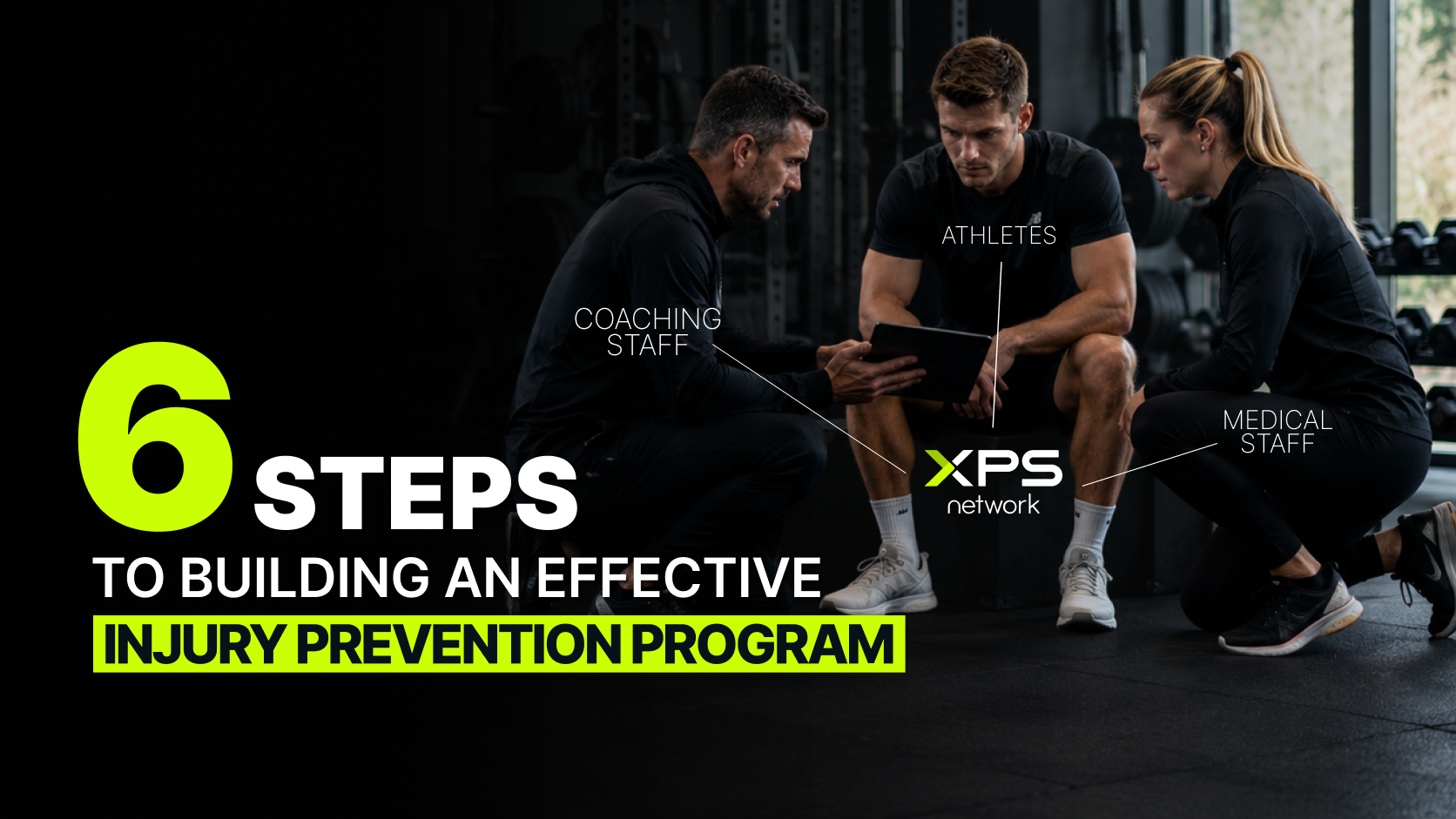Coach, athlete and medical staff collaborating on an injury prevention program with XPS Network and XPS Health